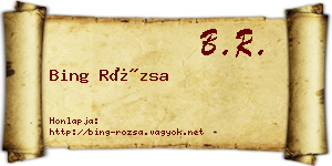 Bing Rózsa névjegykártya